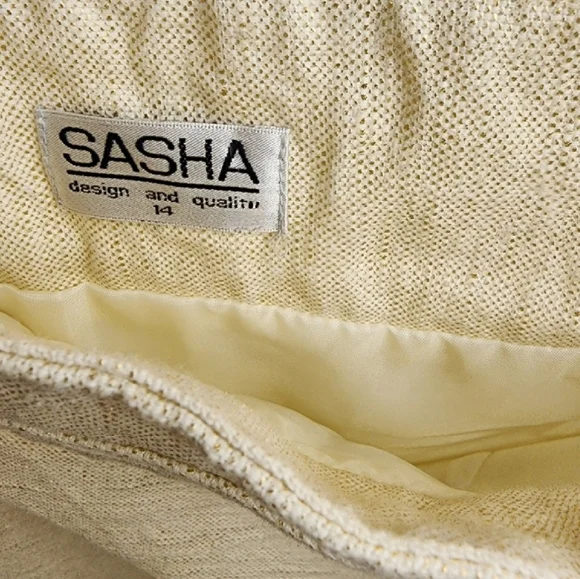 Sasha skirt ramie & cotton midi full skirt cream with gold foil Size 14 - Picture 4 of 4